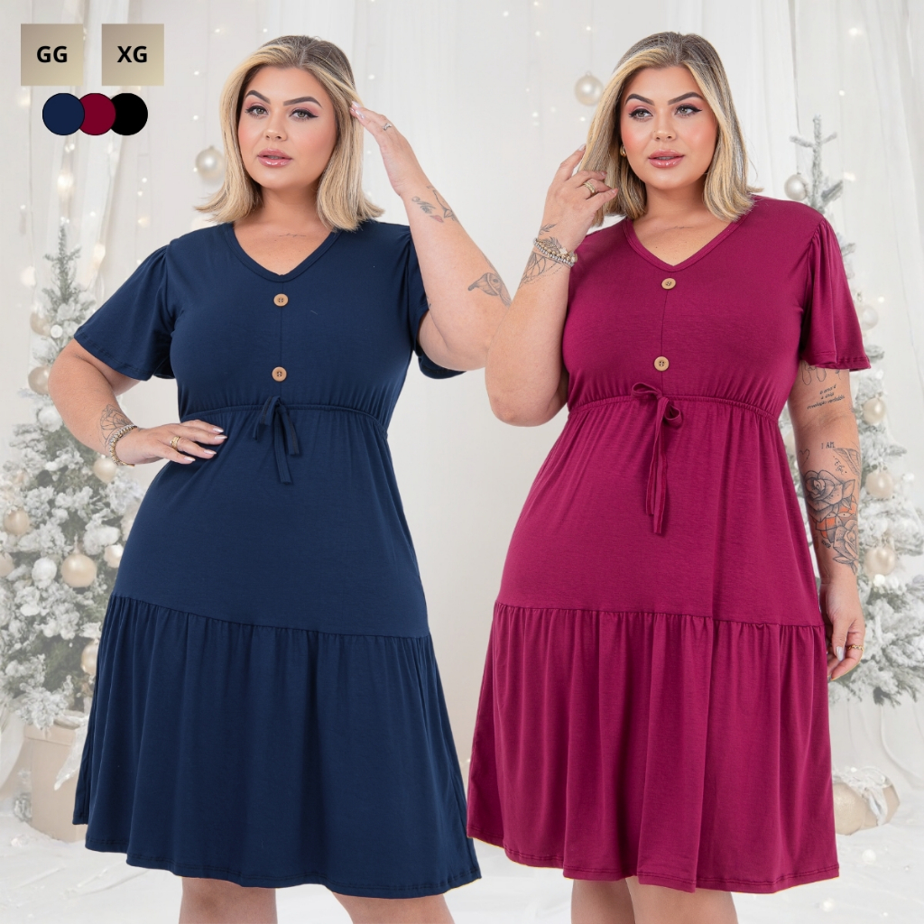 Vestido Plus Size Feminino Moda Evangélica Casual