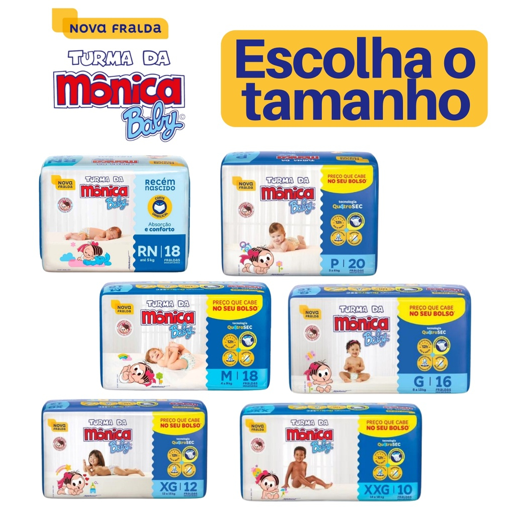 Fralda Turma da Mônica Baby  RN  |  P  |  M  |  G