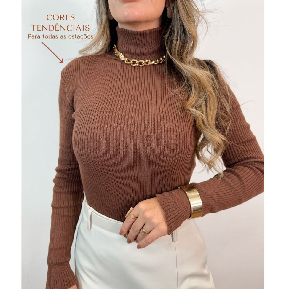 Blusa de Frio Cacharrel Tricô Tecido Grosso Gola 