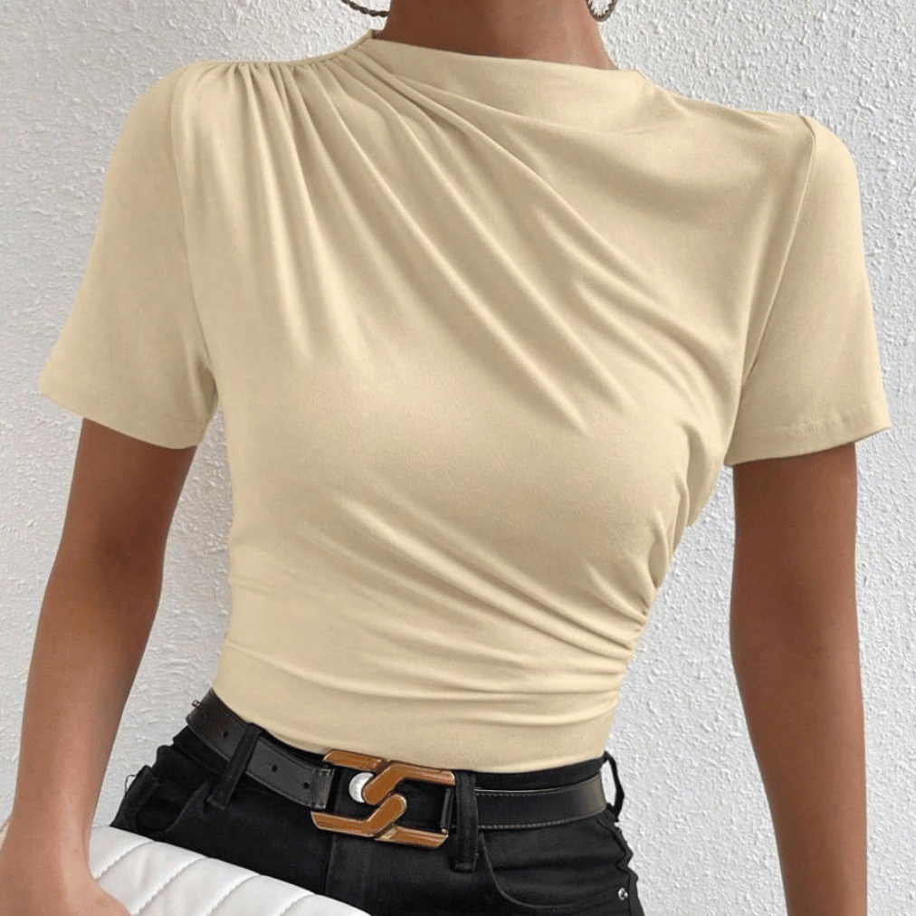 Camisa Feminina slim blusa gola alta Casual elegan