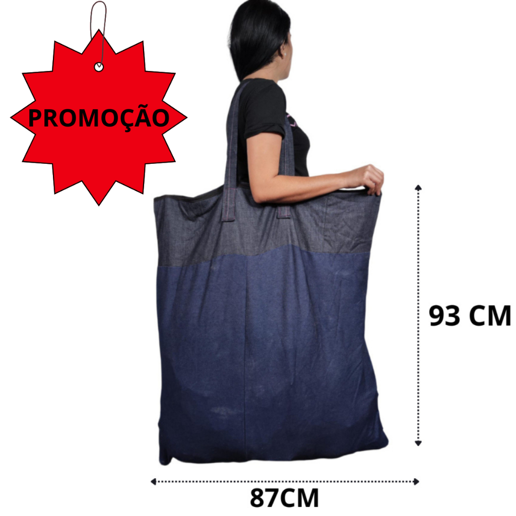 Bolsa Sacola Sacolão Jeans Grande Grossa Resisten