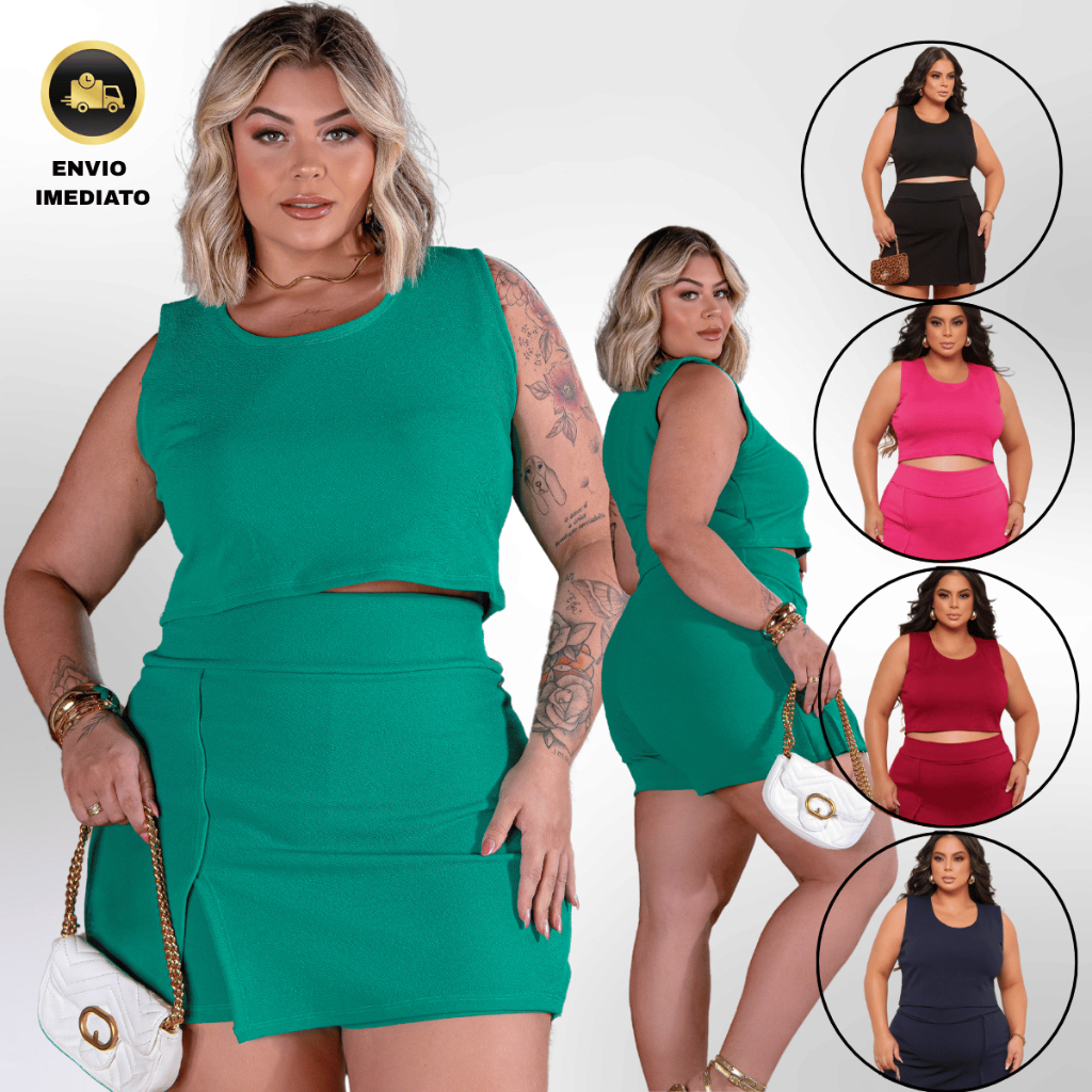 Conjunto Feminino Cropped + Short Saia – Con