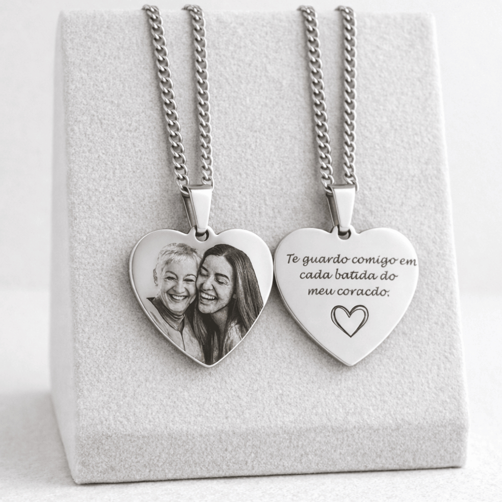 Colar Personalizado Pingente Coração Aço Inox P