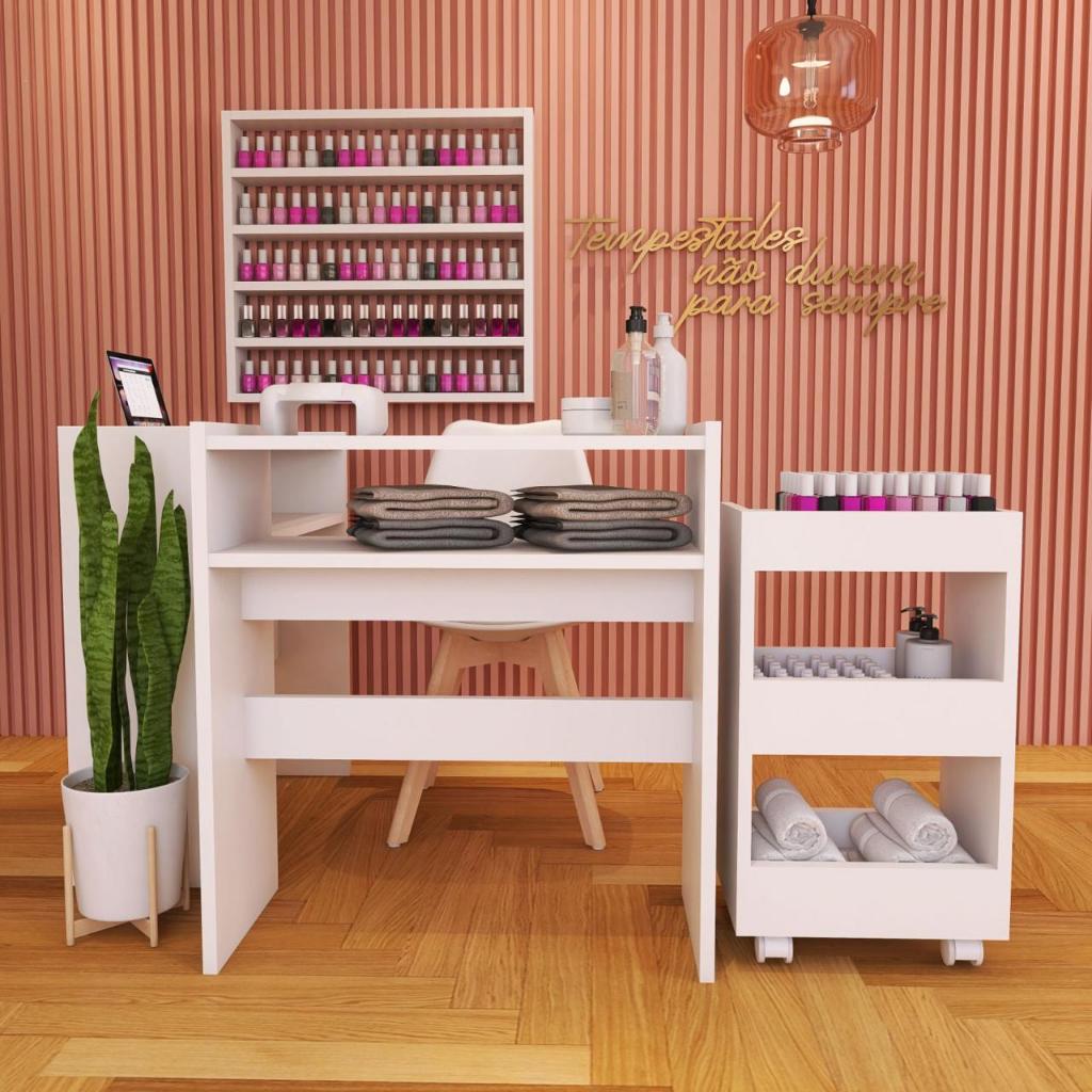 Mesa Para Manicure Mesa Com Prateleira MDP Salão 
