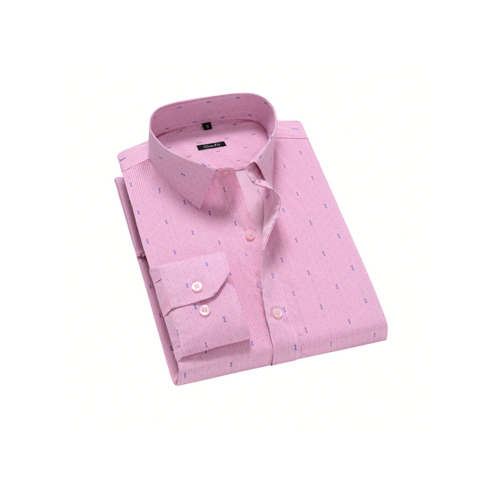 Camisa Social de Manga Comprida Estampada Antirrug