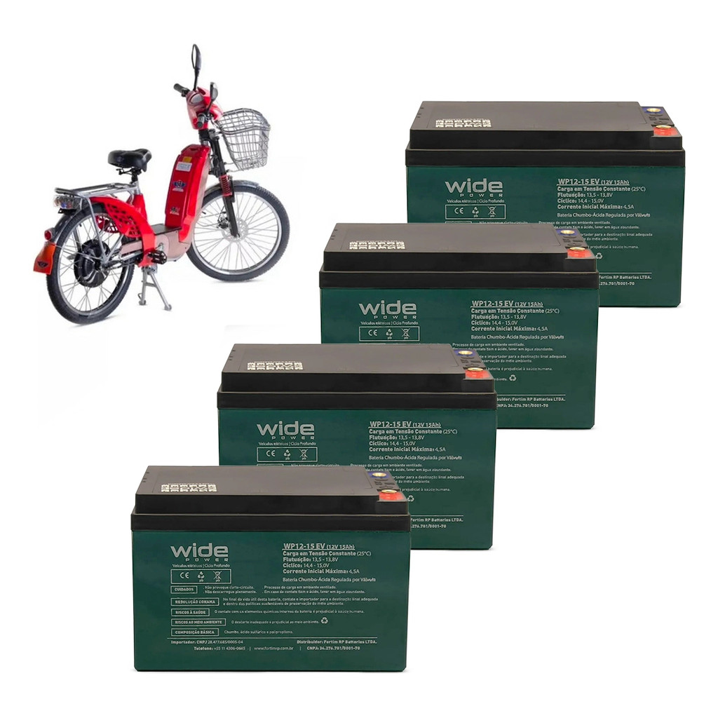 Kit Bateria Ciclo Profundo 12v 15ah Wide Bicicleta