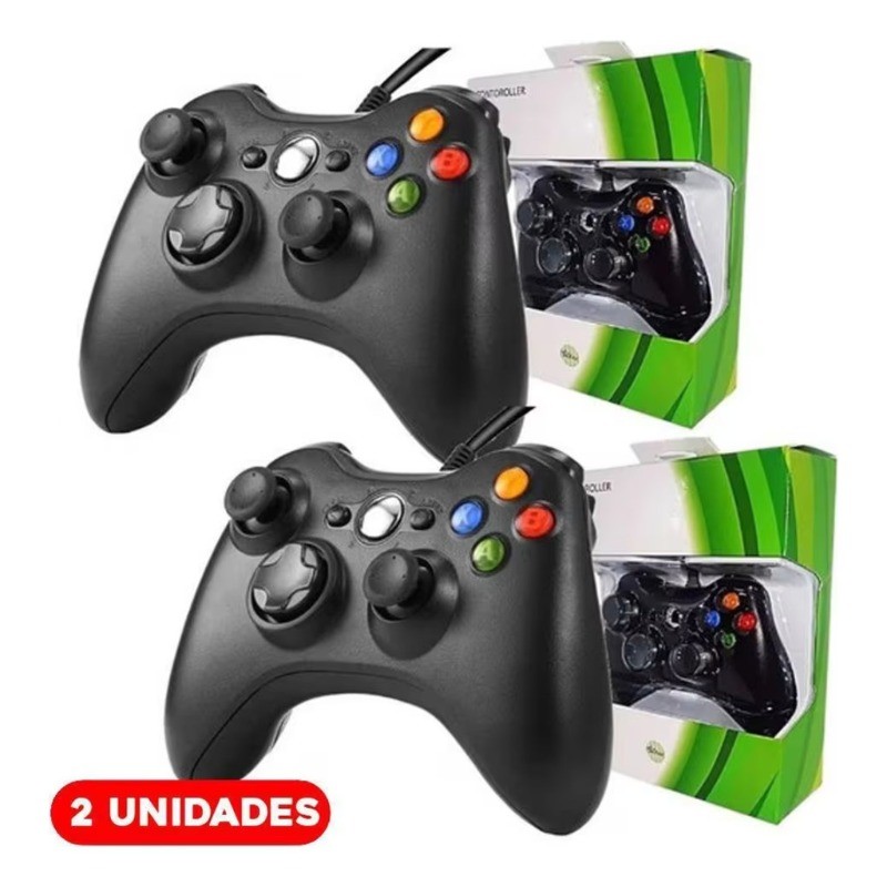 Kit 2 Controle Xbox 360 Windows Notebook Portatil 