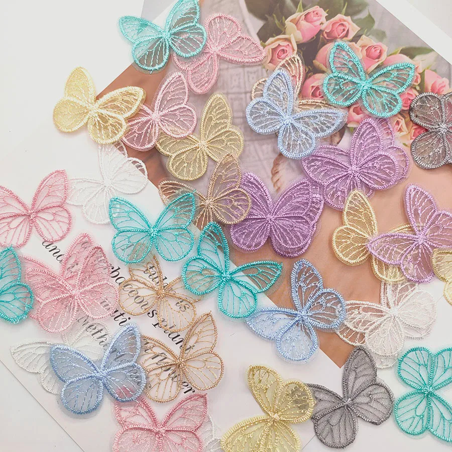 48Pcs 3.5 * 4.5cm Borboleta De Malha Bordada Para 