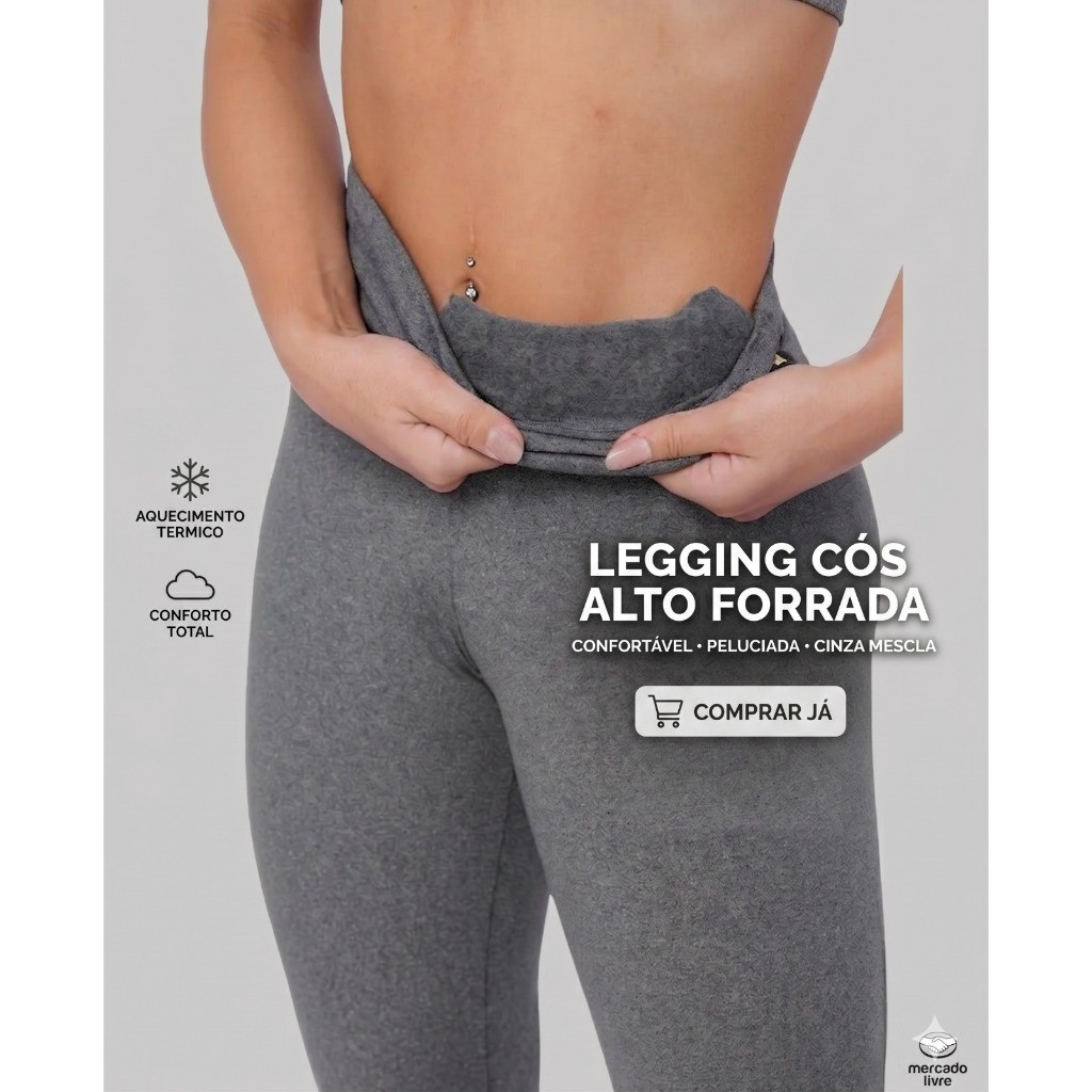 Calça Legging Termica Flanelada Peluciada Cós Al
