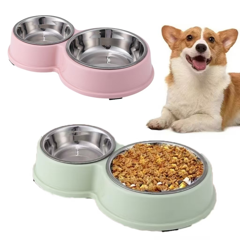 Comedouro e bebedouro inox Duplo para bicho de est