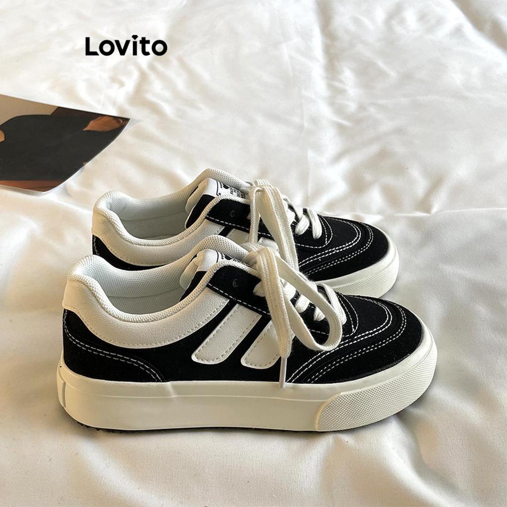 Lovito Tênis Vintage Liso Com Sola Macia De Lona 