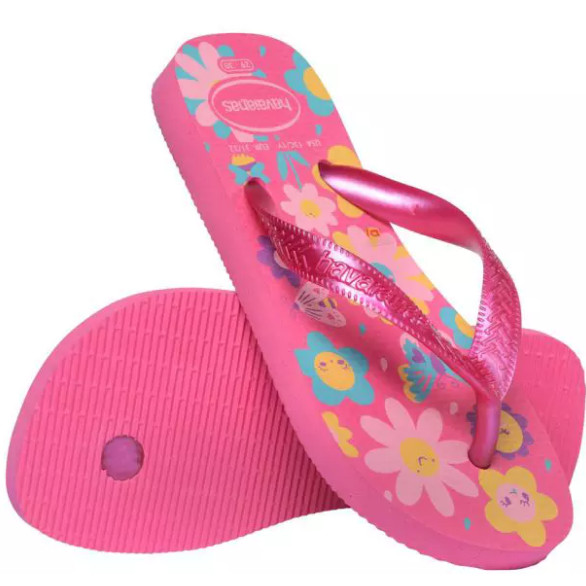 Chinelo Havaianas Infantil Kids Flores Rosa Flux