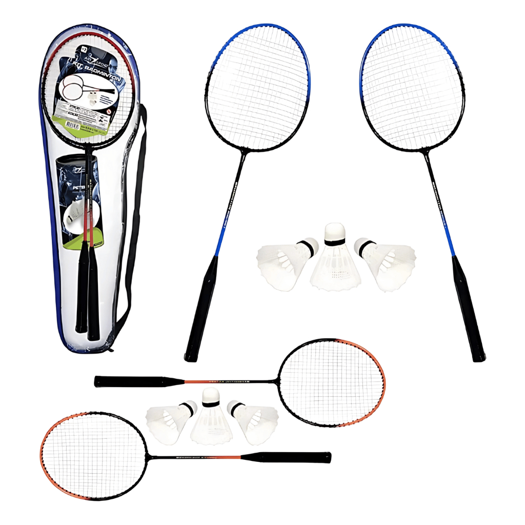 Kit Badminton 2 Raquetes + 3 Petecas + Bolsa Compl