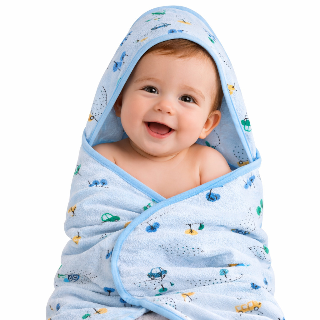 Toalha de Banho Bebê Felpuda Com Capuz Estampada 