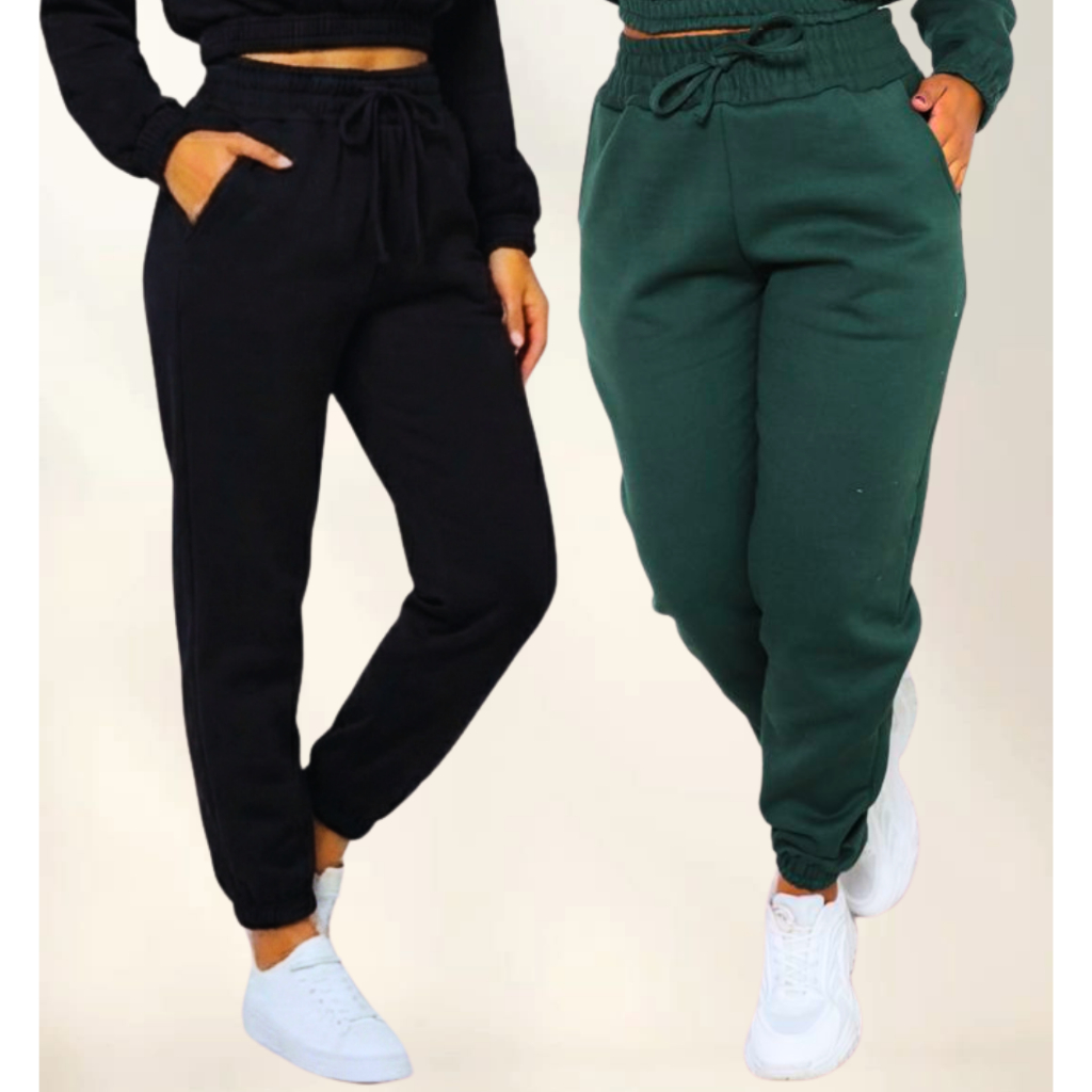 Calça Pantalona Feminina Cintura Alta no moletom 