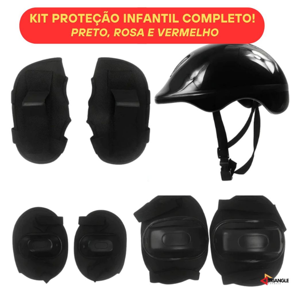 Kit Proteção Infantil 7 Peças Capacete Para Bik