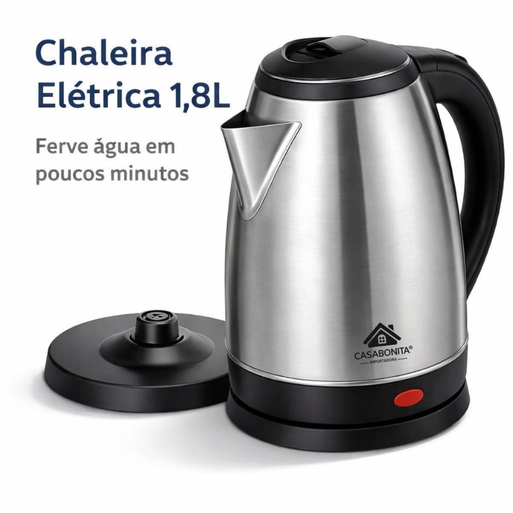 Chaleira Elétrica Inox 1,8L 110V com Desligamento