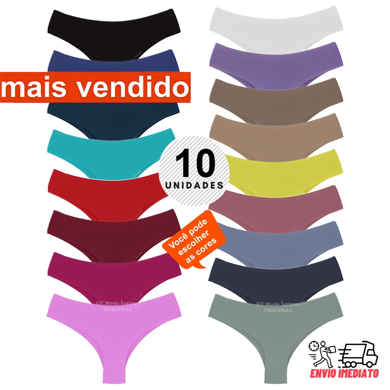 Kit 10 Calcinhas Tanga Conforto Sem Costura Não M