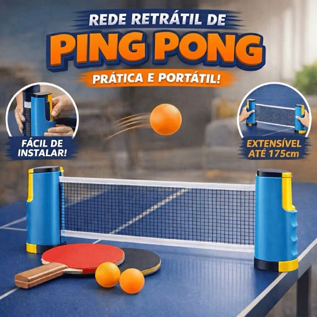 Kit Ping Pong Profissional Com 1 Rede Retrátil 2 