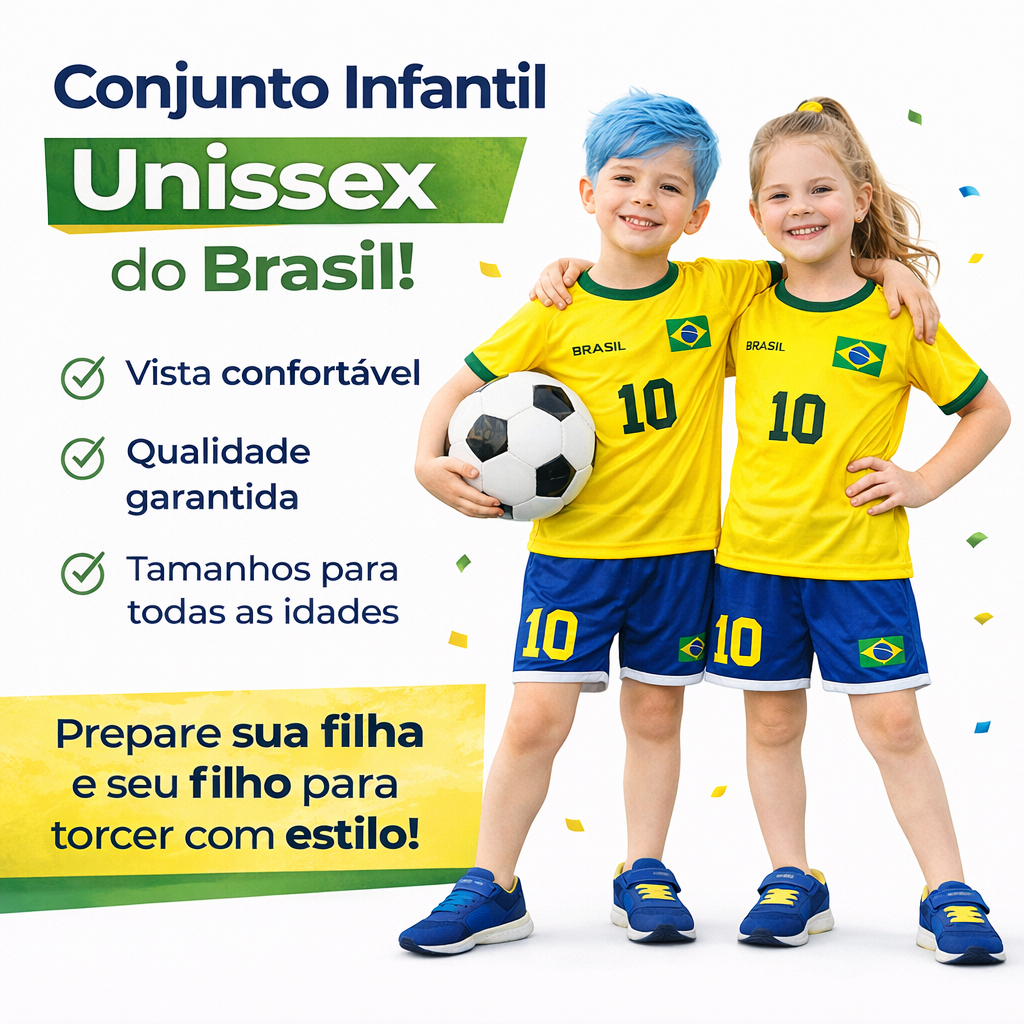 Conjunto Infantil  Unissex Brasil Amarelo e Azul C