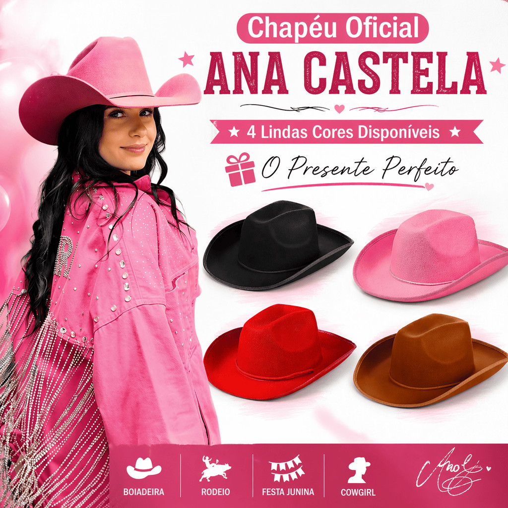 Chapéu Boiadeira Ana Castela Feminino Country Rod