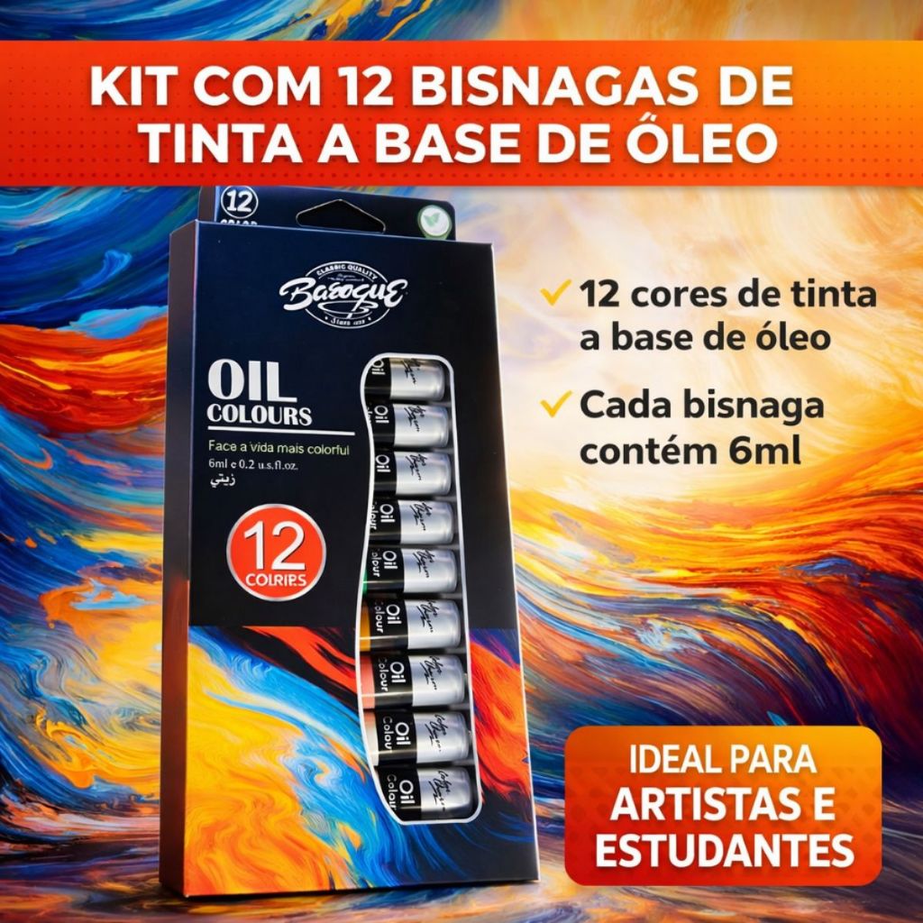 Kit Tintas em Bisnagas 6ml  Guache, Acrílica, Ól
