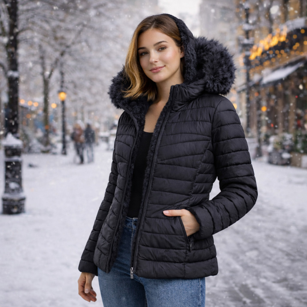 Jaqueta Bobojaco Puffer Feminina Inverno Capuz Rem