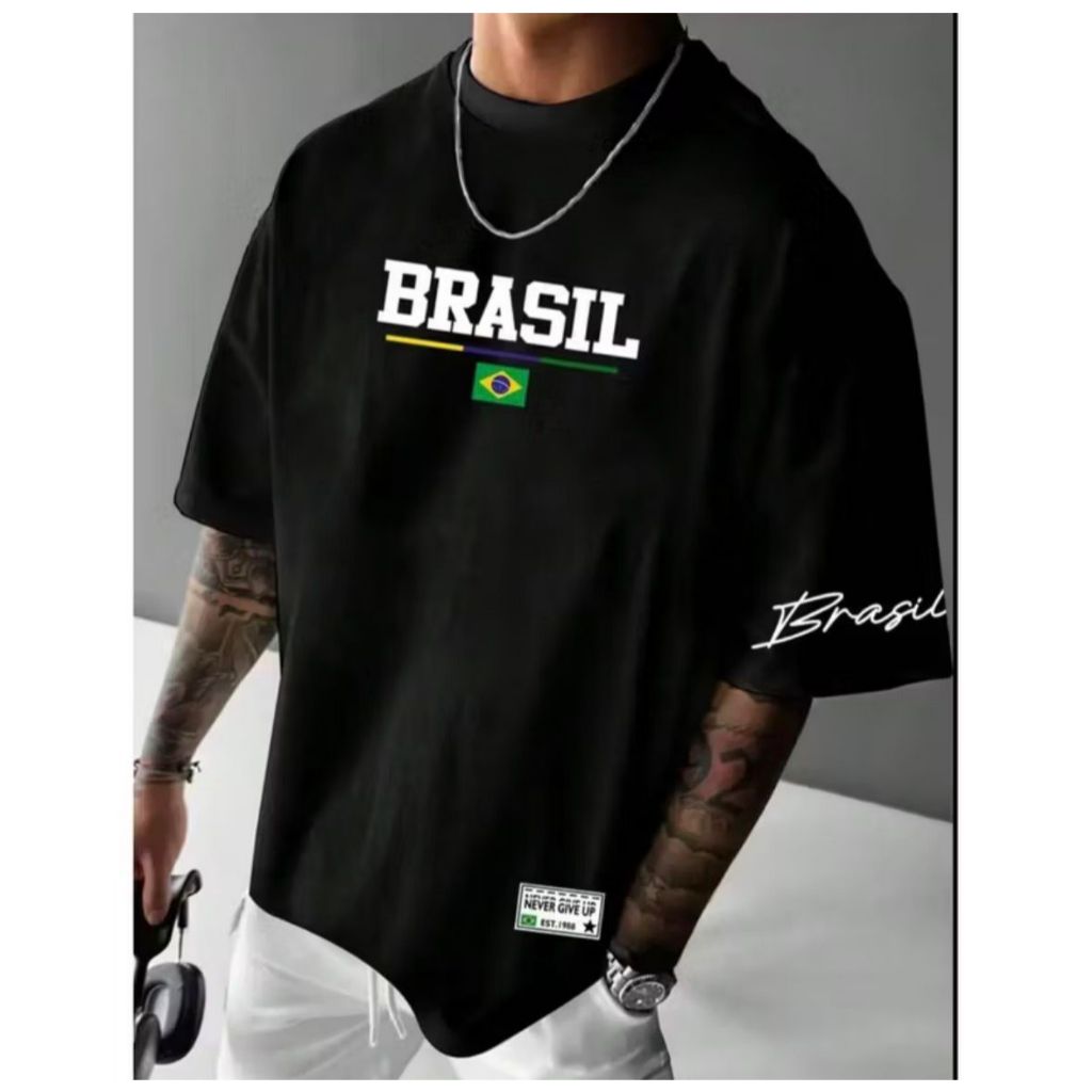 Camiseta Oversized Masculina Estampa Brasil Street