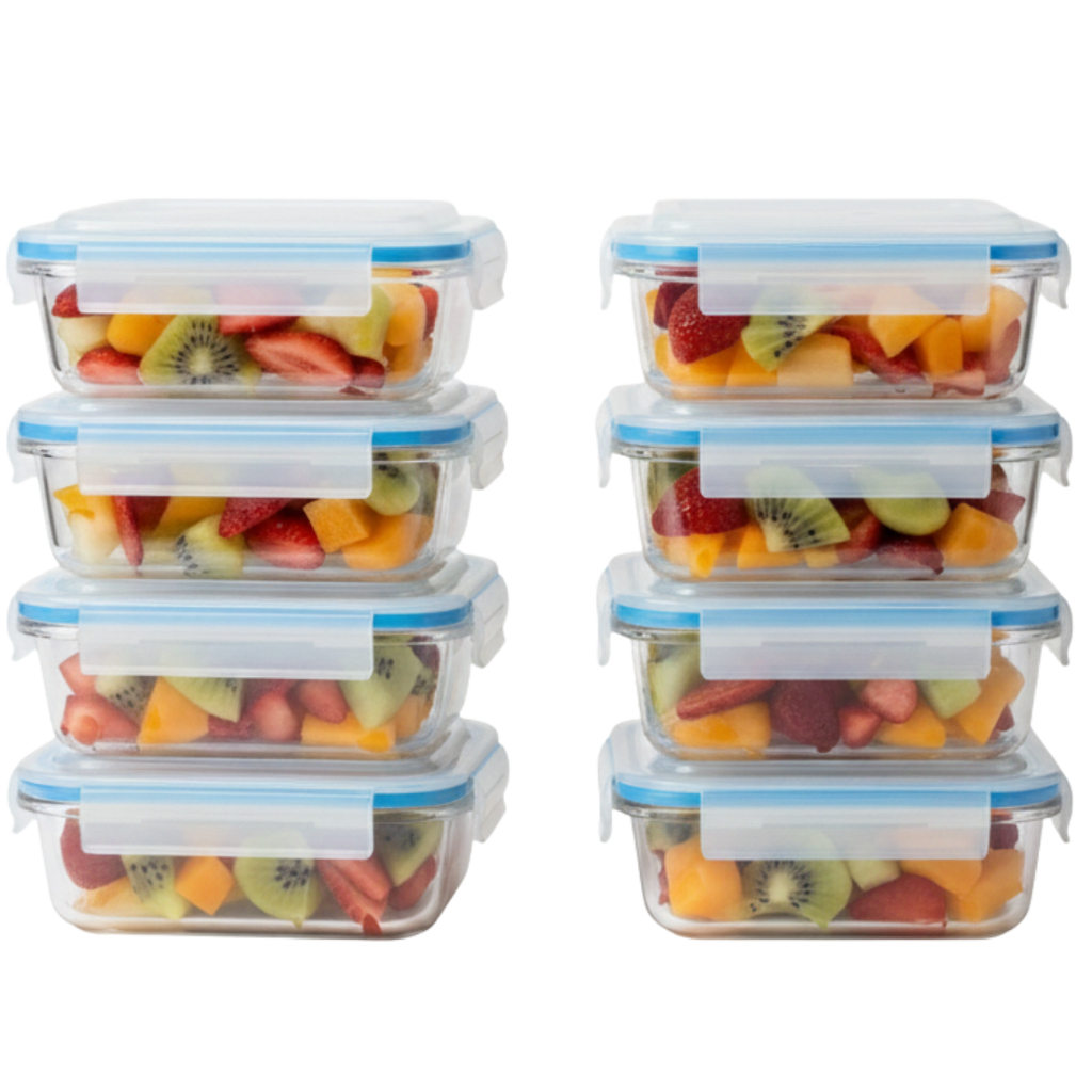 Kit Potes Herméticos Marmita de Vidro 630ml 6 a 1