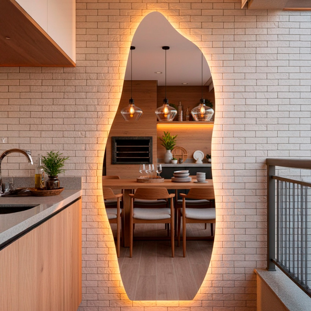 Espelho Orgânico com Led 170x70cm para Sala Quart