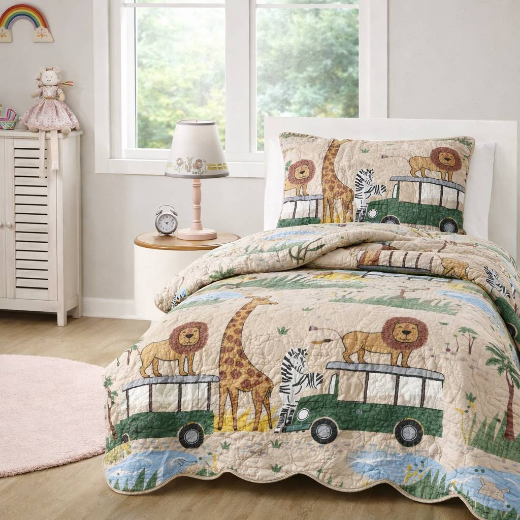 Colcha Infantil Dupla Face1,60 x 2,40m Safari Com 