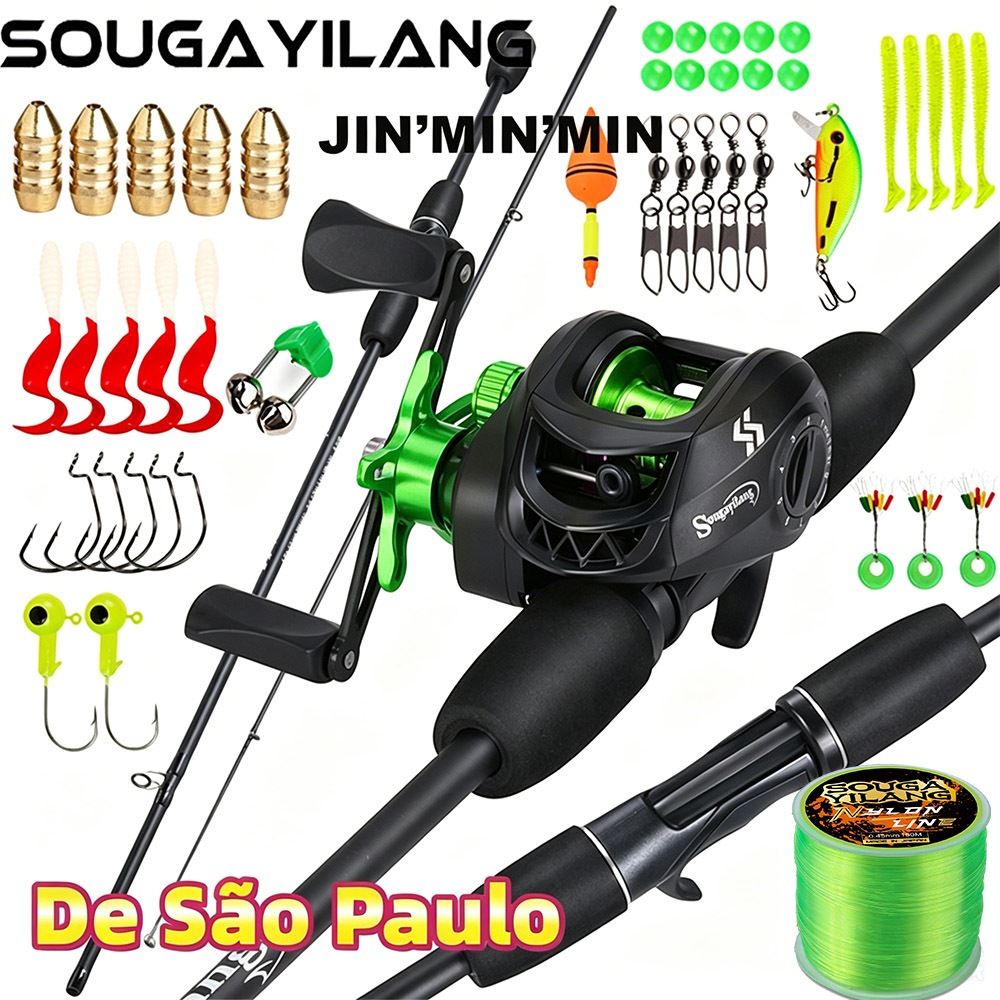 Sougayilang Baitcasting Fishing Combo Carretel De 