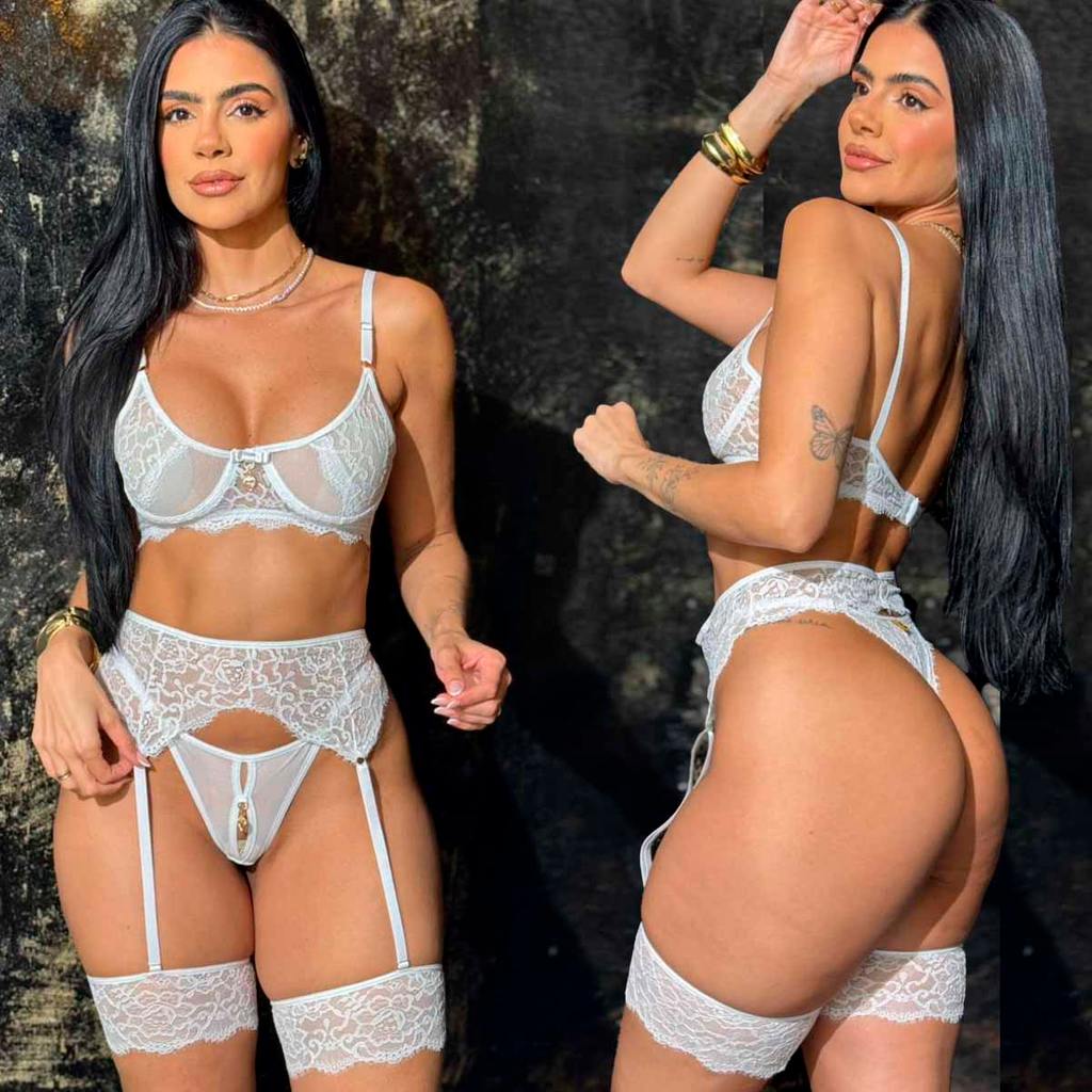 Lingerie Sem Bojo Com Aro Cinta Liga Calcinha Com