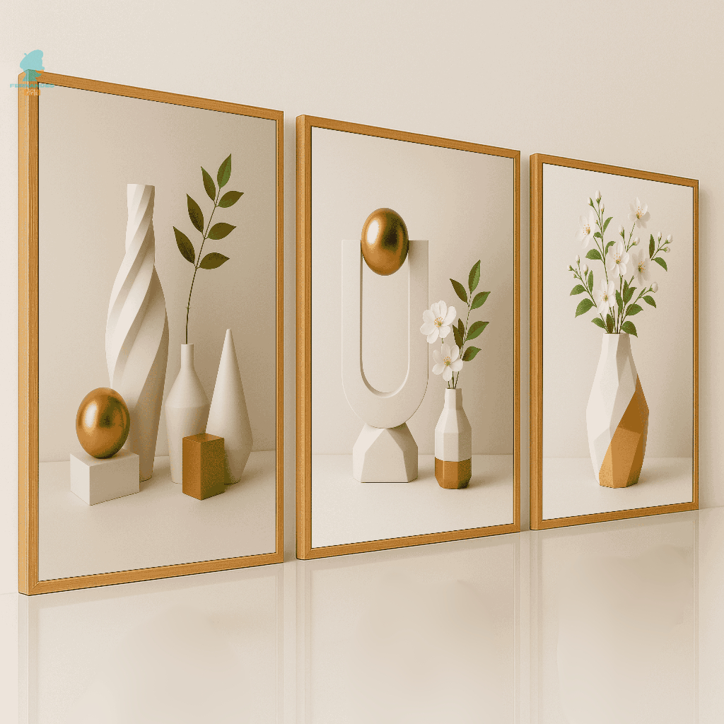 Quadros Decorativos Trio Abstrato Moderno Vaso Geo