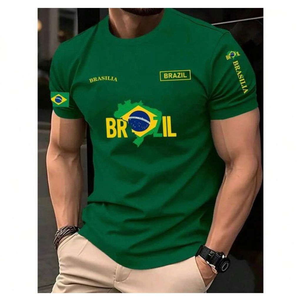 Camiseta de Futebol Masculina Copa do Mundo Bandei