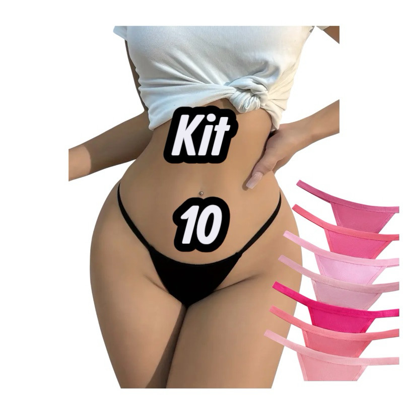 Kit 10 Calcinha Fio Dental Sexy Feminina Confortá