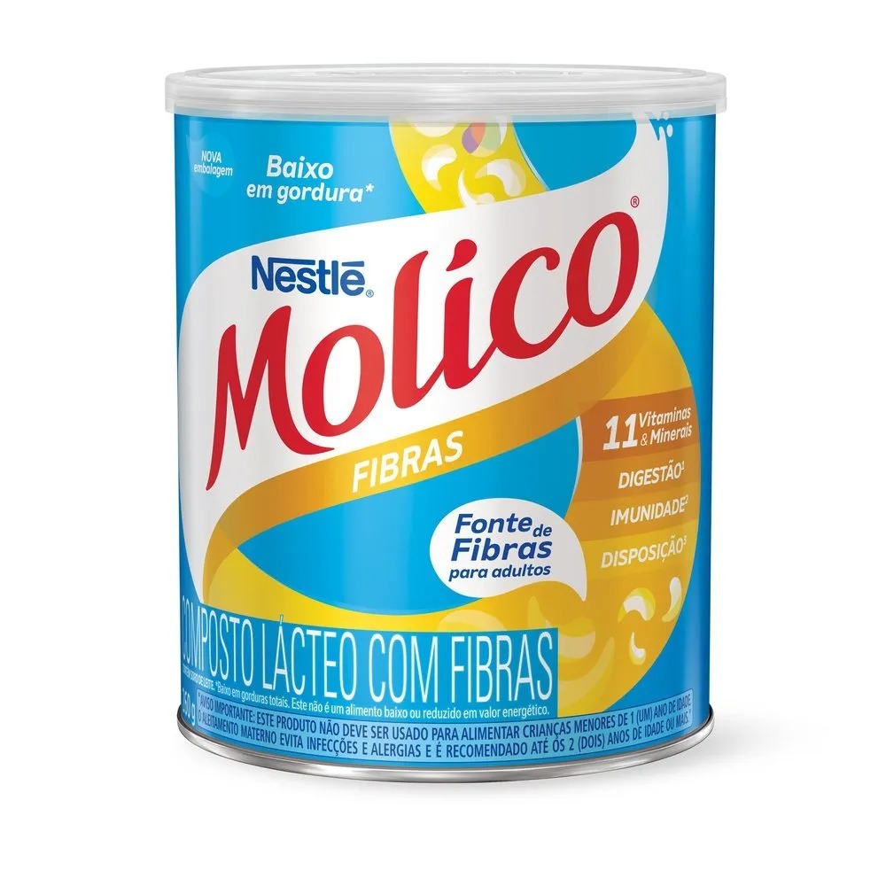 Leite Pó Desnatado Molico Fibras Lata 260g