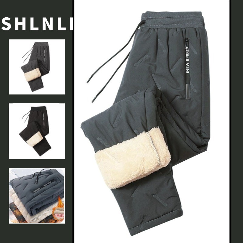 Calças Quentes De Lã Grossa Masculina De Inverno