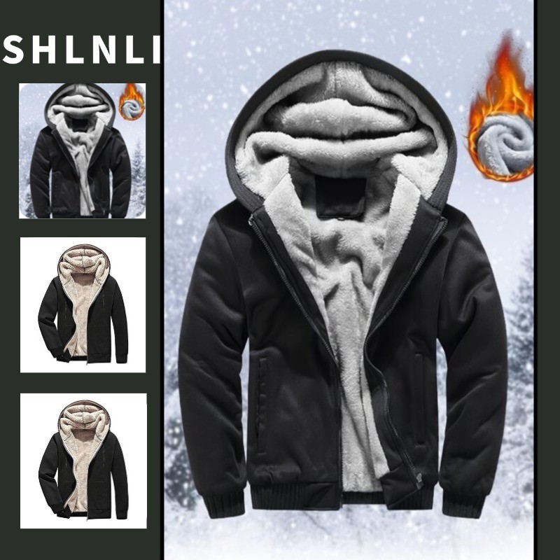 Jaqueta Masculina De Lã Com Capuz Outono Inverno 