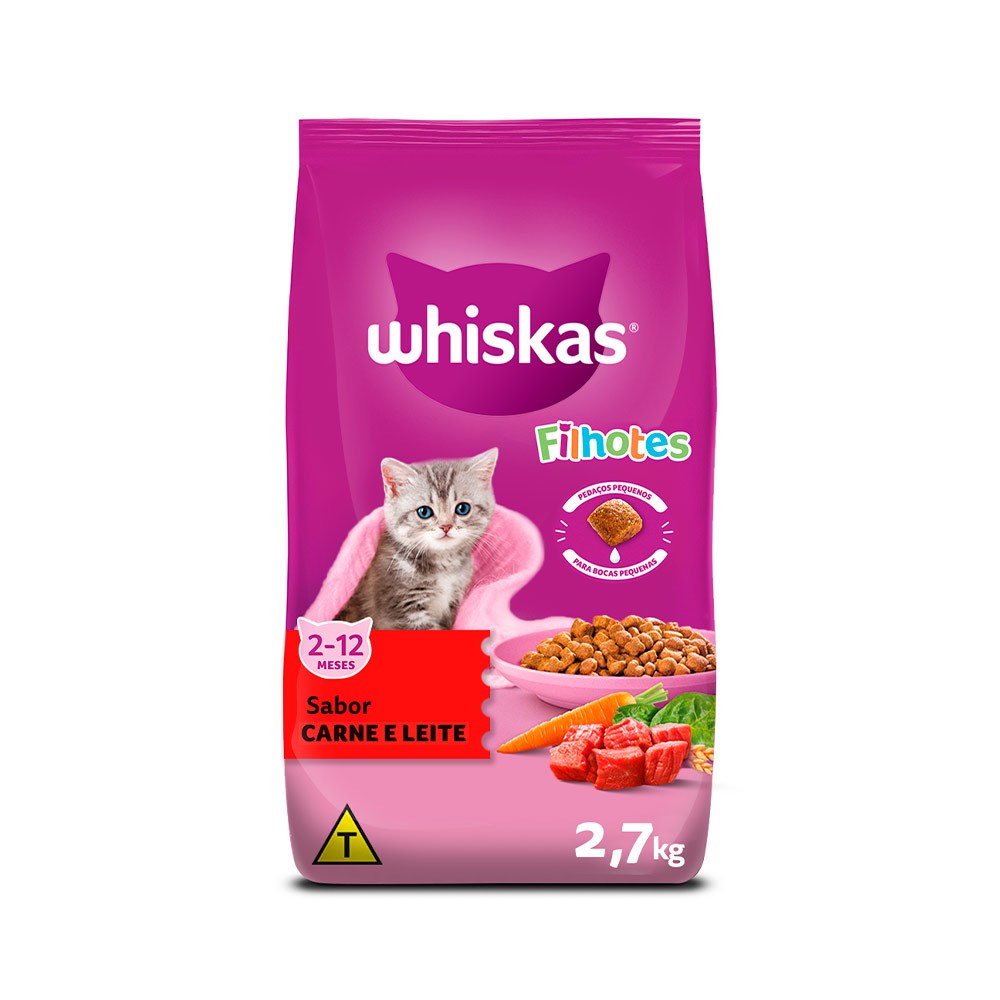 Ração Whiskas para Gatos Filhotes Sabor Carne e 