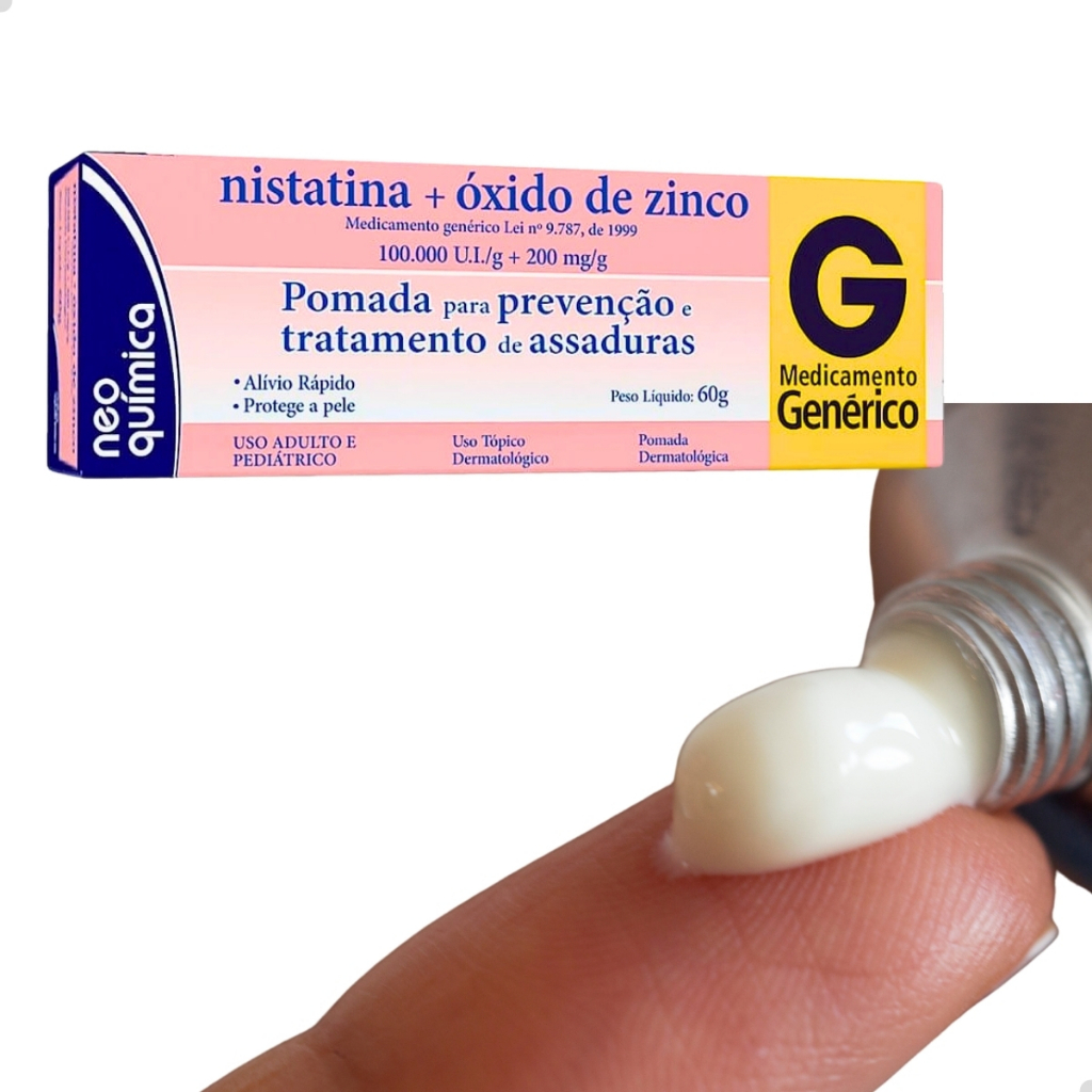 Kit com 3 Nistatina + Ox de Zinco 60g Pomada Trata
