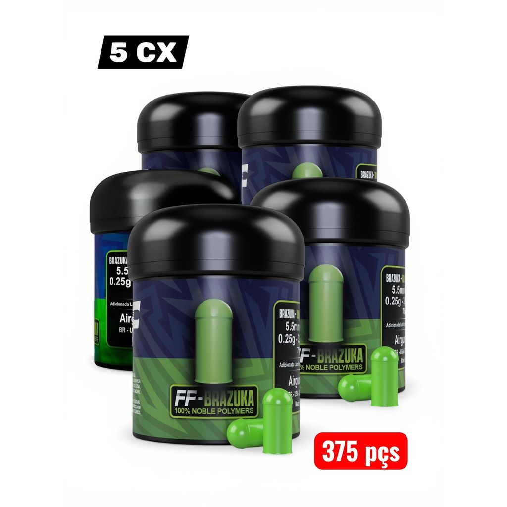 KIT 5 CX Chumbinhos Pellets FF BRAZUKA 5.5 mm  Pro