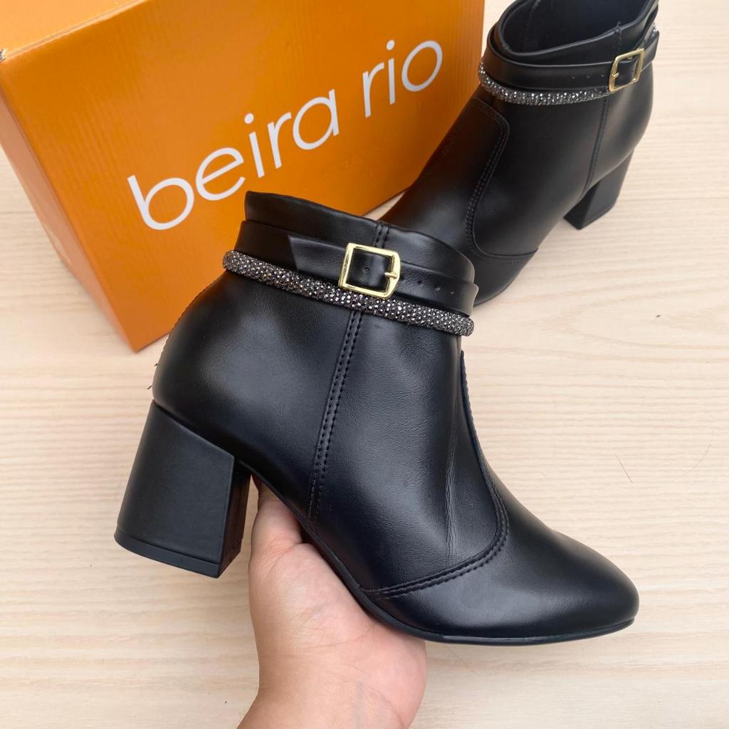 Bota Feminina Beira Rio Cano Baixo Salto Bloco Con