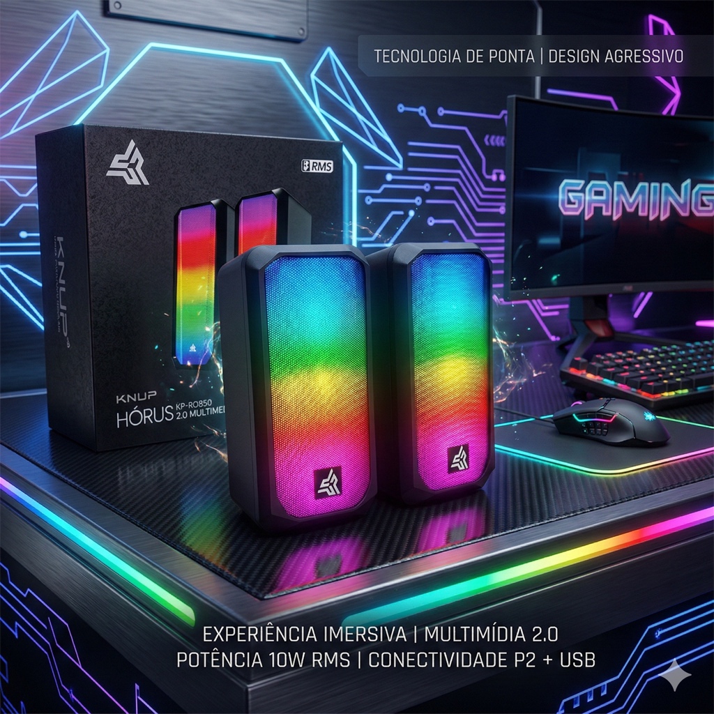 CAIXA DE SOM PC GAMER COMPUTADOR KNUP HÓRUS R0850