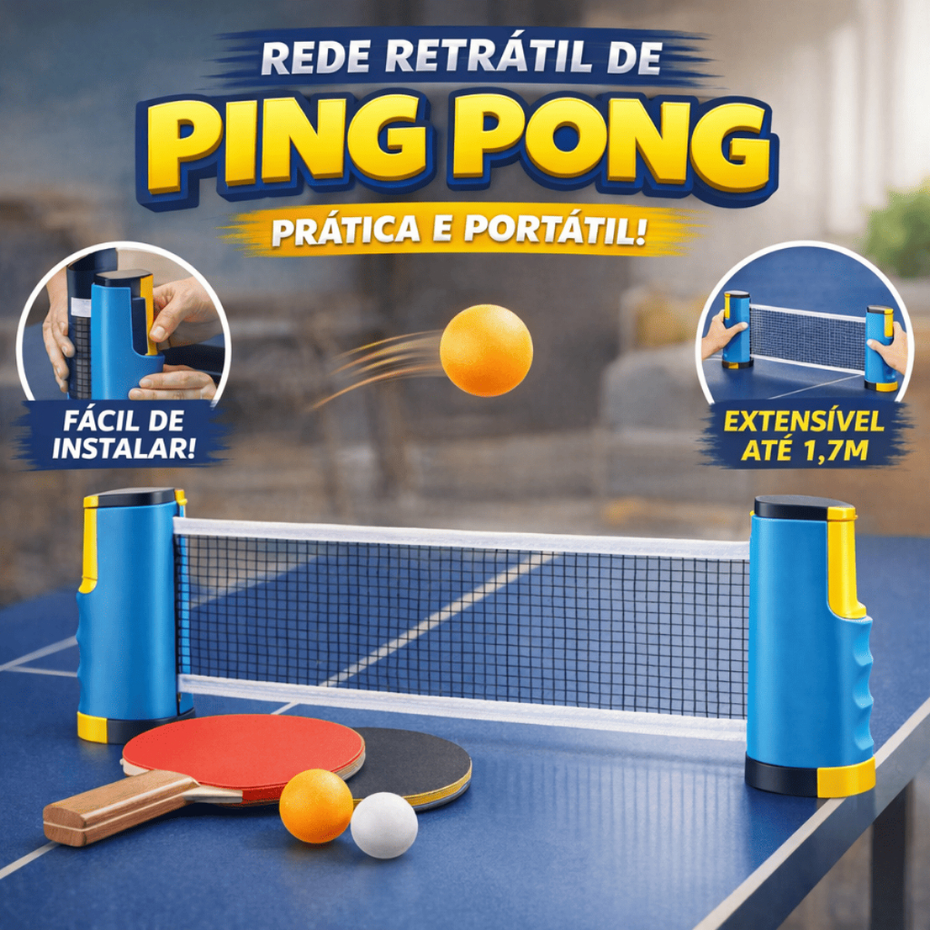 Rede Retrátil Extensível Ping Pong Tênis Mesa P