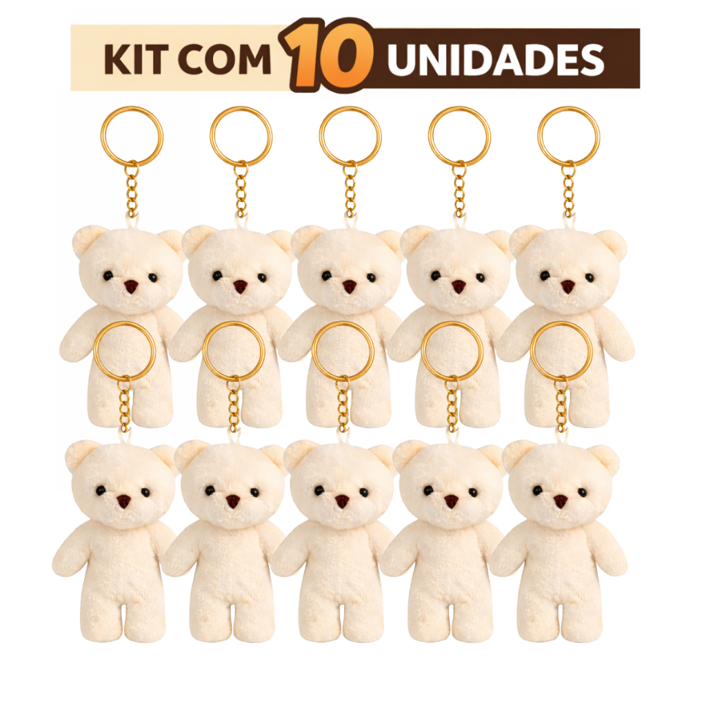 Kit 10 Chaveiro Mini Ursinho De Pelúcia Para Lemb