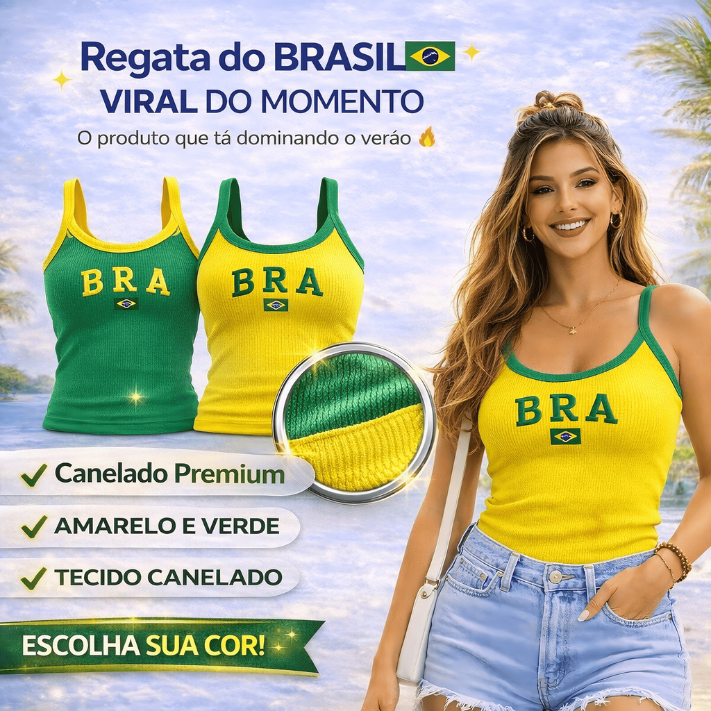 Regata Brasil Feminina Ribana De Alçinha Bordada 
