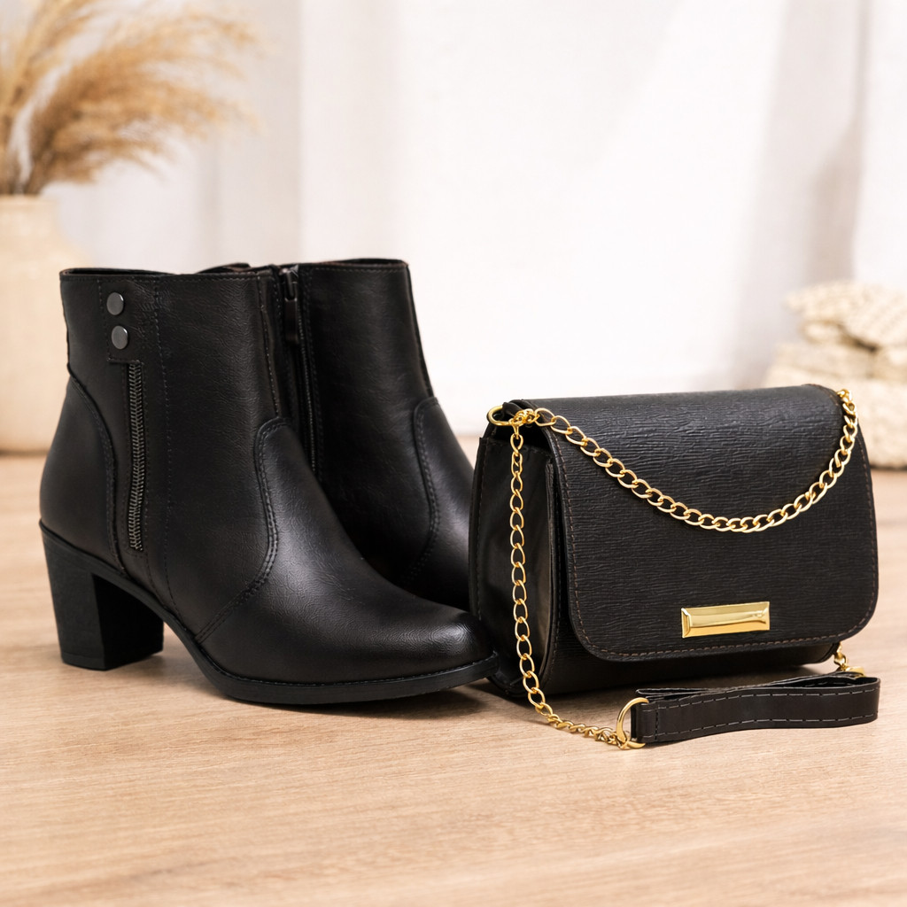 Bota Botinha Feminina Inverno Cano Curto Com Zippe