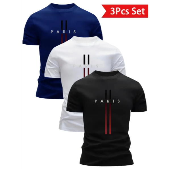 Kit De Camiseta Masculina Paris Camisa T-shirt Lev