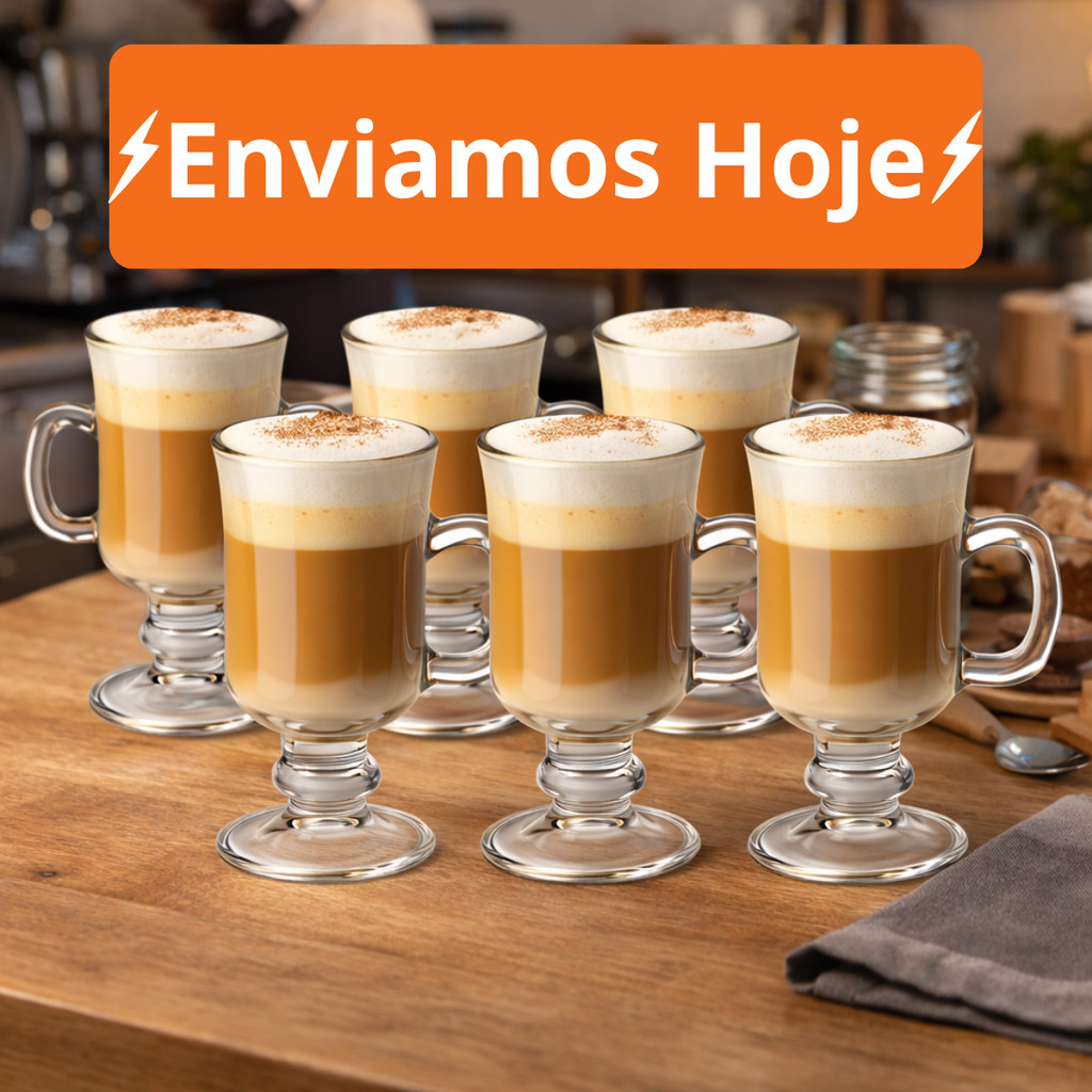 Kit 3/6 Canecas Vidro Capuccino Versátil Premium 